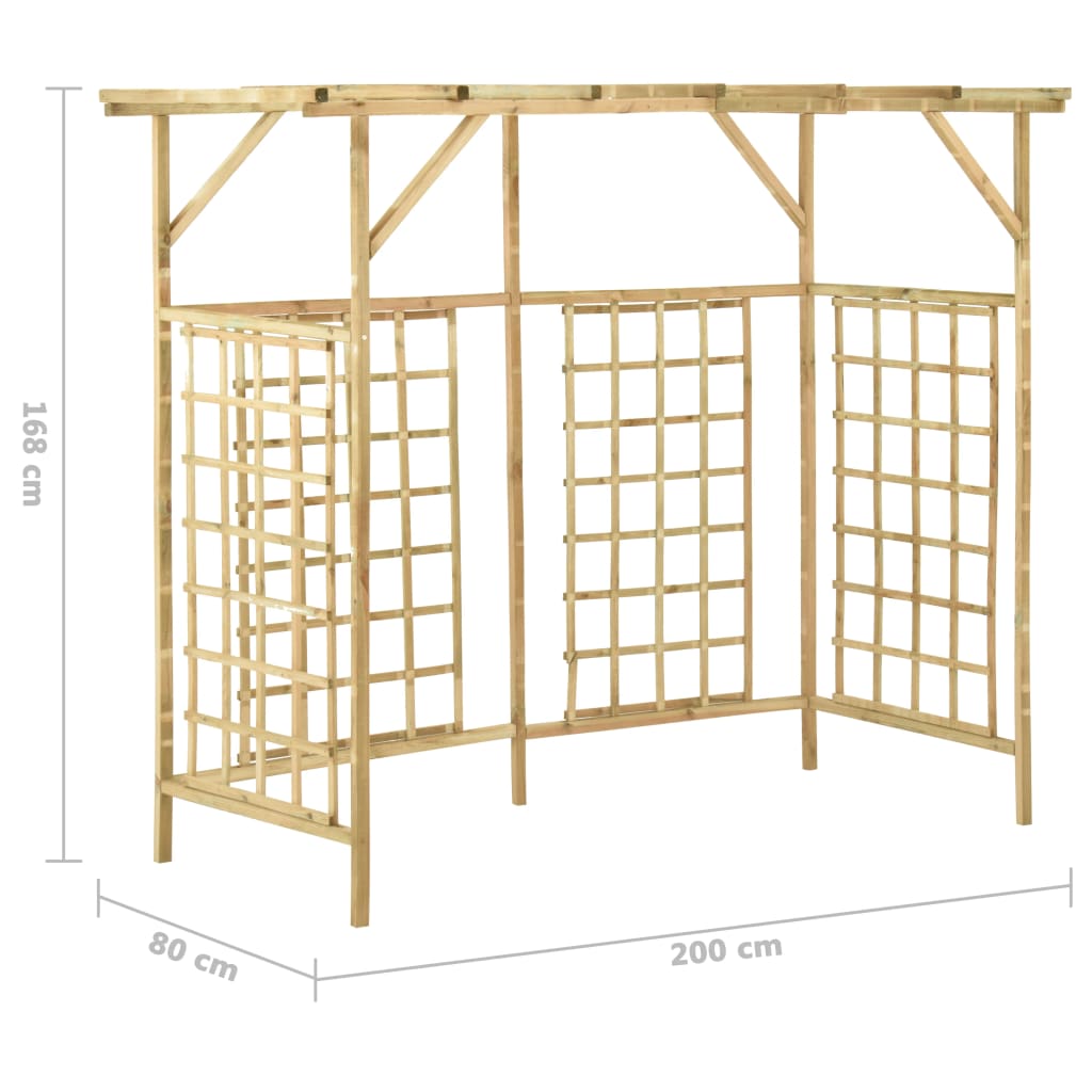 vidaXL Garden Pergola for Triple Bins Impregnated Pinewood