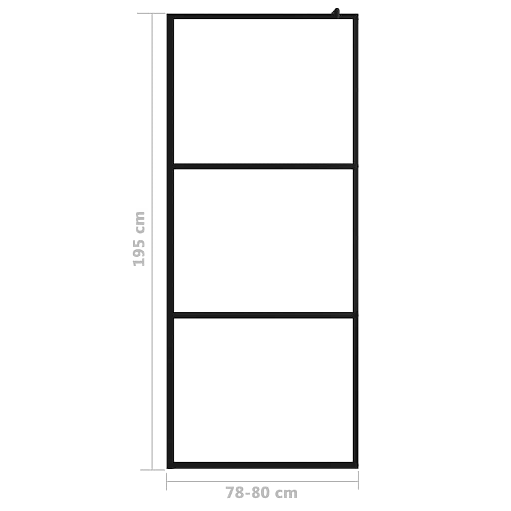 Walk-in Shower Wall with Clear ESG Glass Black 80x195 cm