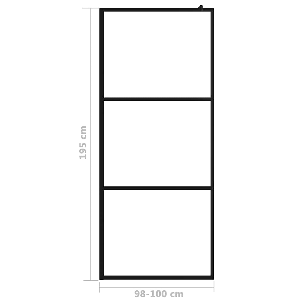 Walk-in Shower Wall with Clear ESG Glass Black 100x195 cm
