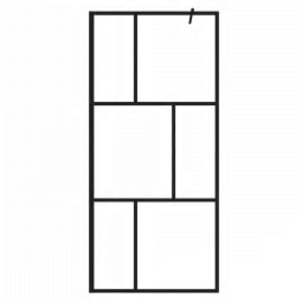 Walk-in Shower Wall with Tempered Glass Black 90x195 cm