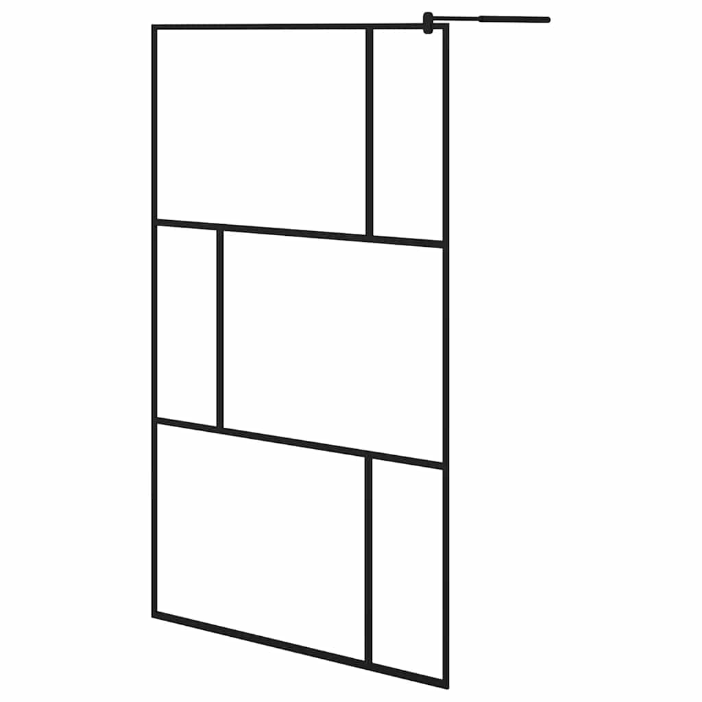 Walk-in Shower Wall with Tempered Glass Black 115x195 cm