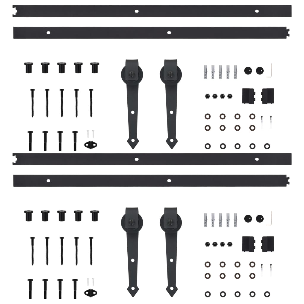 vidaXL Sliding Door Hardware Kits 2 pcs 200 cm Steel Black