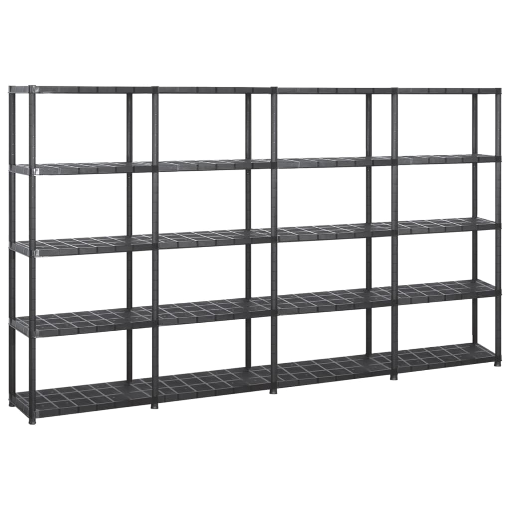 vidaXL Storage Shelf 5-Tier Black 284x38x170 cm Plastic