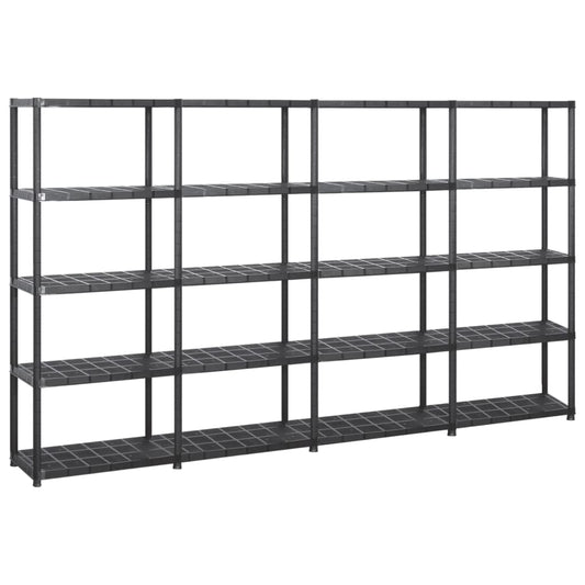 vidaXL Storage Shelf 5-Tier Black 284x38x170 cm Plastic