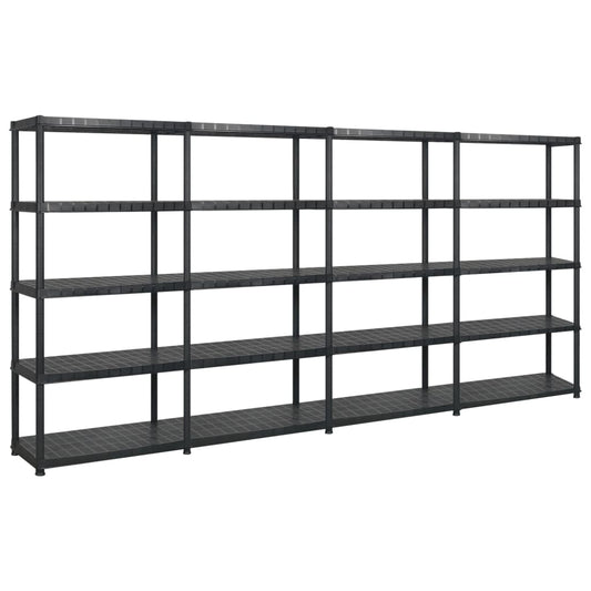 vidaXL Storage Shelf 5-Tier Black 366x45.7x185 cm Plastic