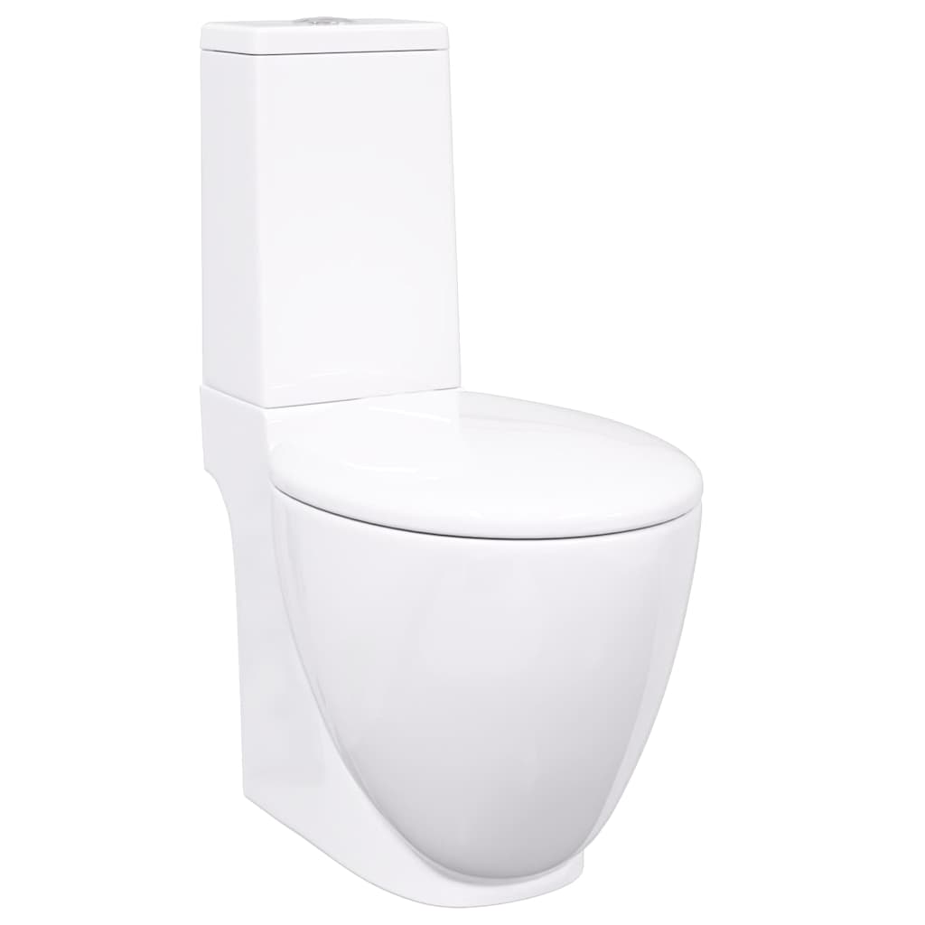 WC Ceramic Toilet Bathroom Round Toilet Bottom Water Flow White