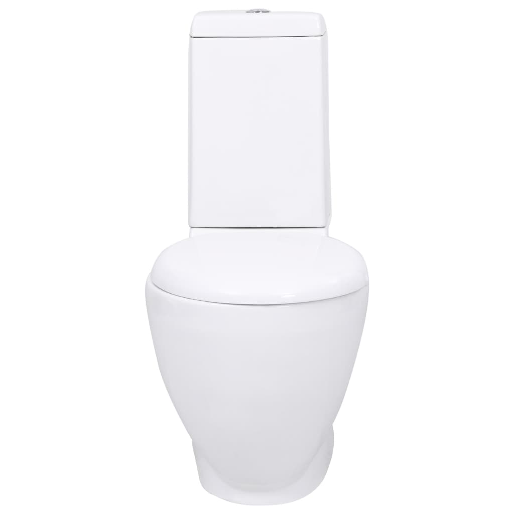 vidaXL WC Ceramic Toilet Bathroom Round Toilet Bottom Water Flow White