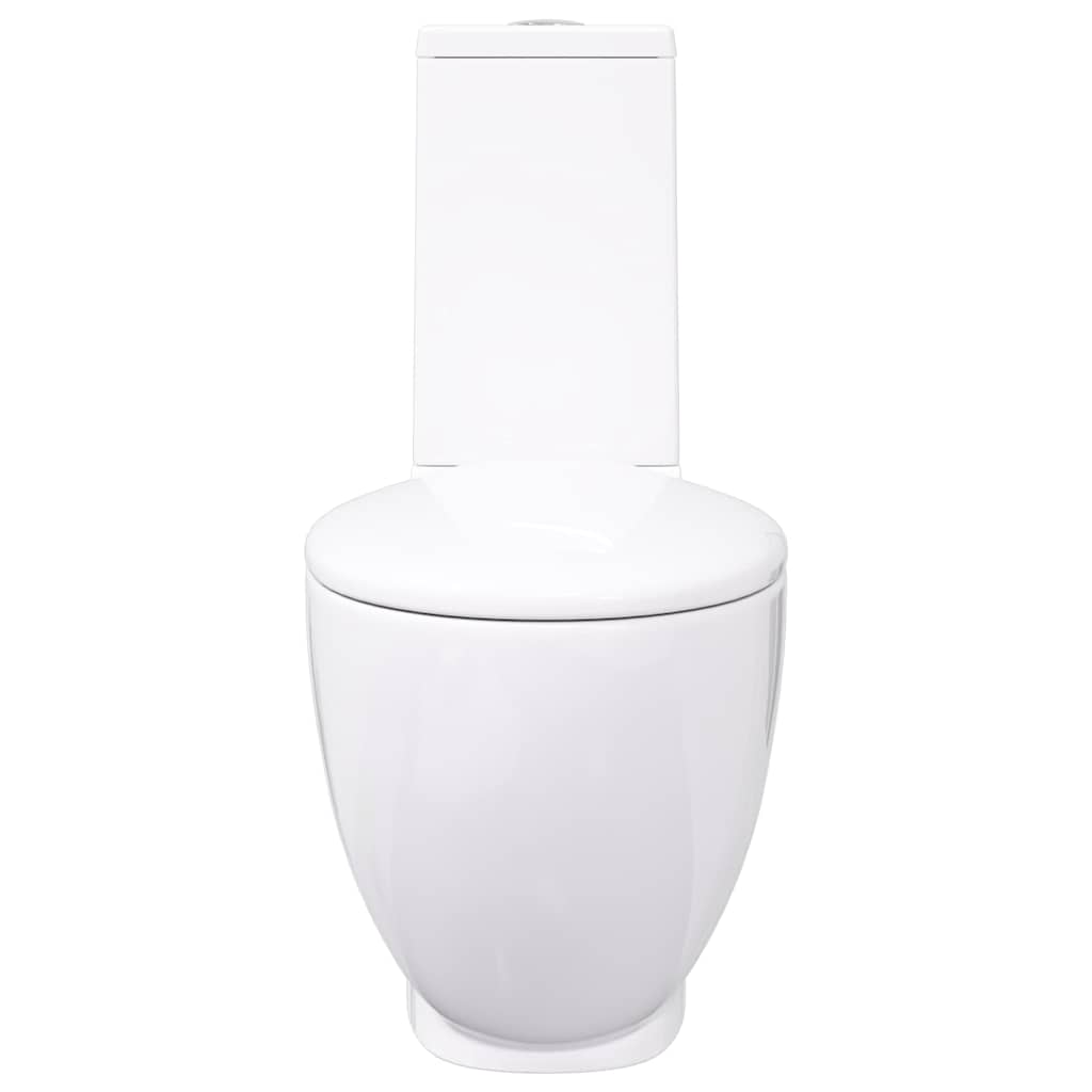 WC Ceramic Toilet Bathroom Round Toilet Bottom Water Flow White