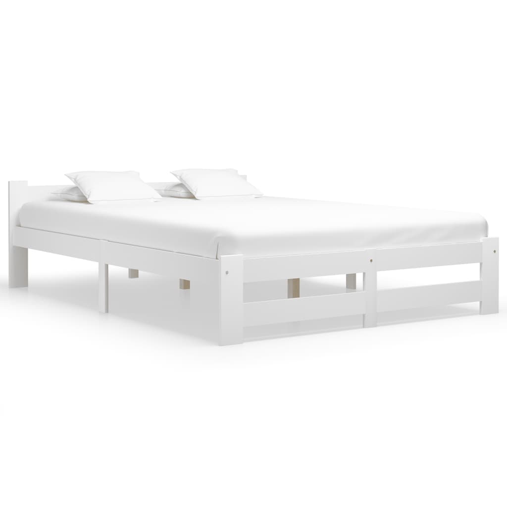 vidaXL Bed Frame without Mattress White Solid Pine Wood 120x200 cm