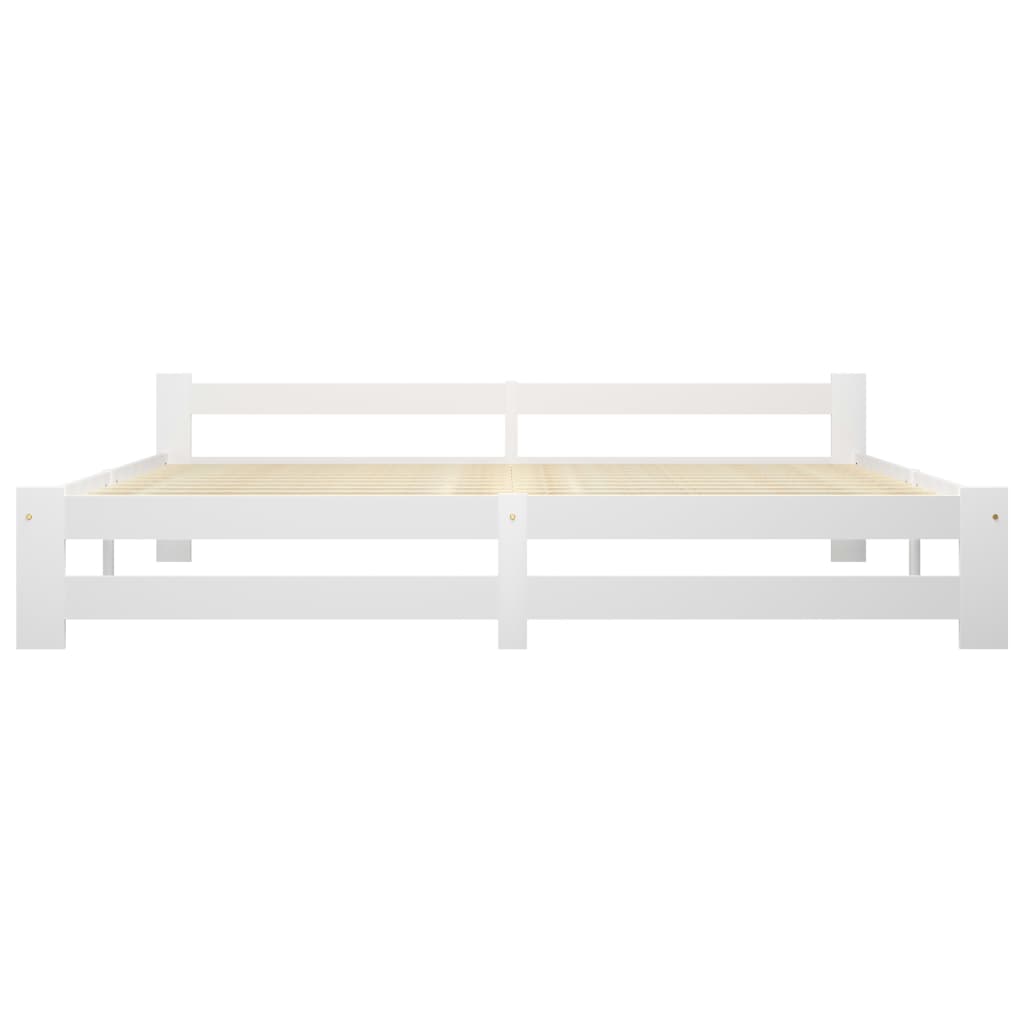 Bed Frame | White | Solid pine wood, plywood | 200x200 cm | Durable