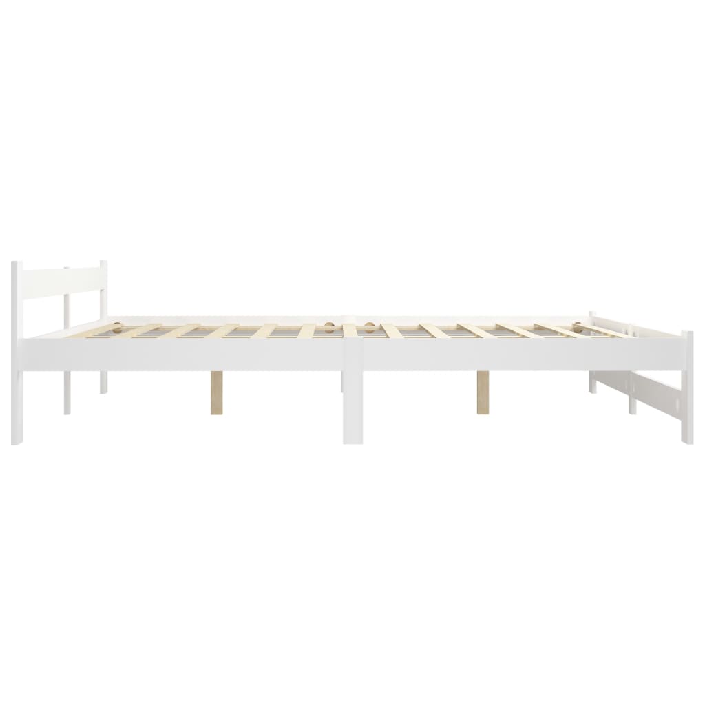Bed Frame | White | Solid pine wood, plywood | 200x200 cm | Durable