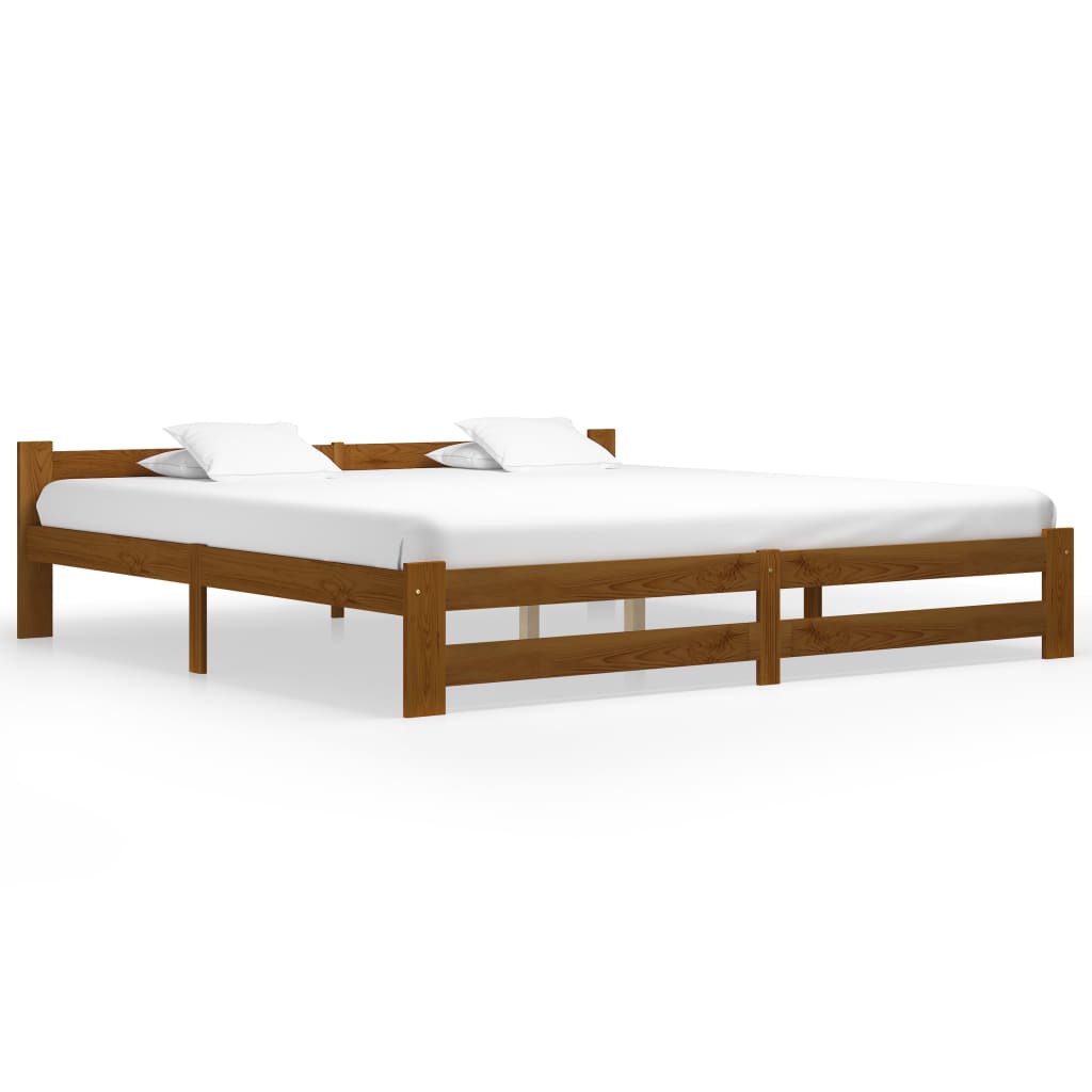 Bed Frame | Honey brown | Solid pine wood, plywood | 200x200 cm | Durable