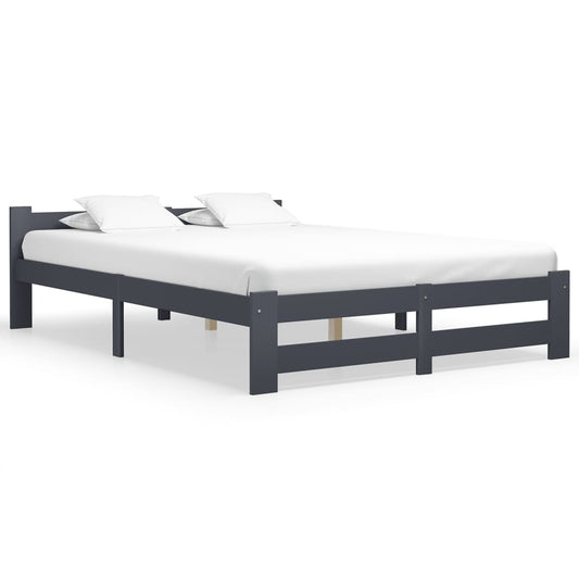 vidaXL Bed Frame without Mattress Dark Grey Solid Pine Wood 140x200 cm