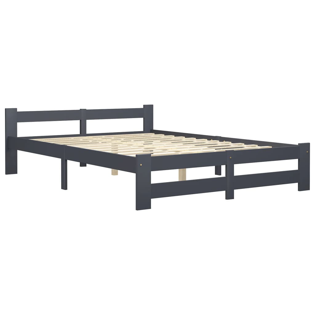 vidaXL Bed Frame without Mattress Dark Grey Solid Pine Wood 140x200 cm