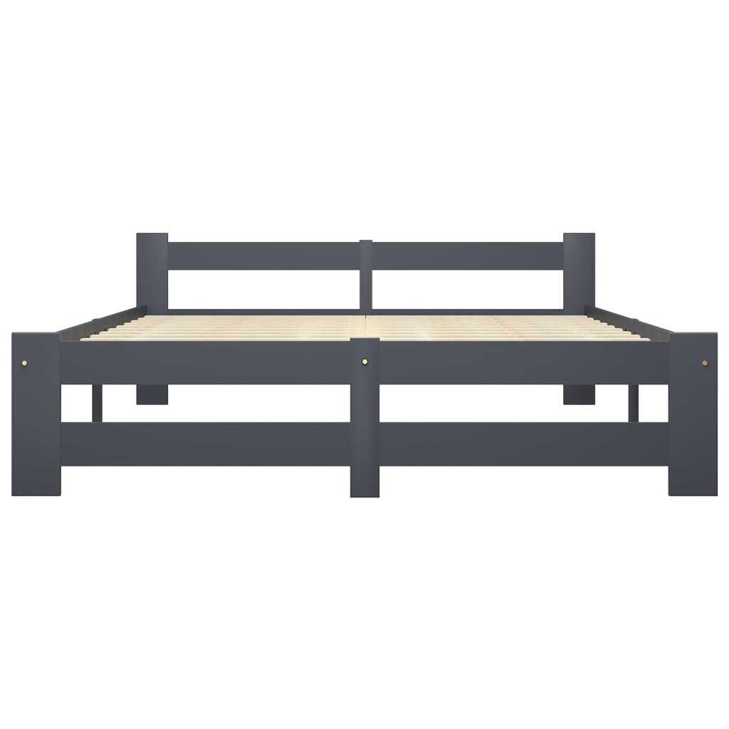 vidaXL Bed Frame without Mattress Dark Grey Solid Pine Wood 140x200 cm