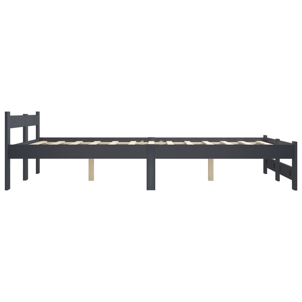 vidaXL Bed Frame without Mattress Dark Grey Solid Pine Wood 140x200 cm