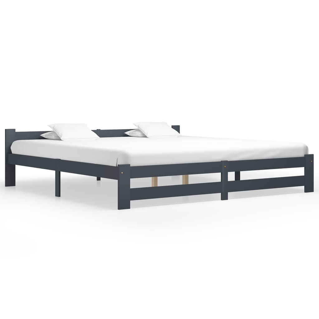 Bed Frame | Dark Grey | Solid pine wood, plywood | Double | Durable