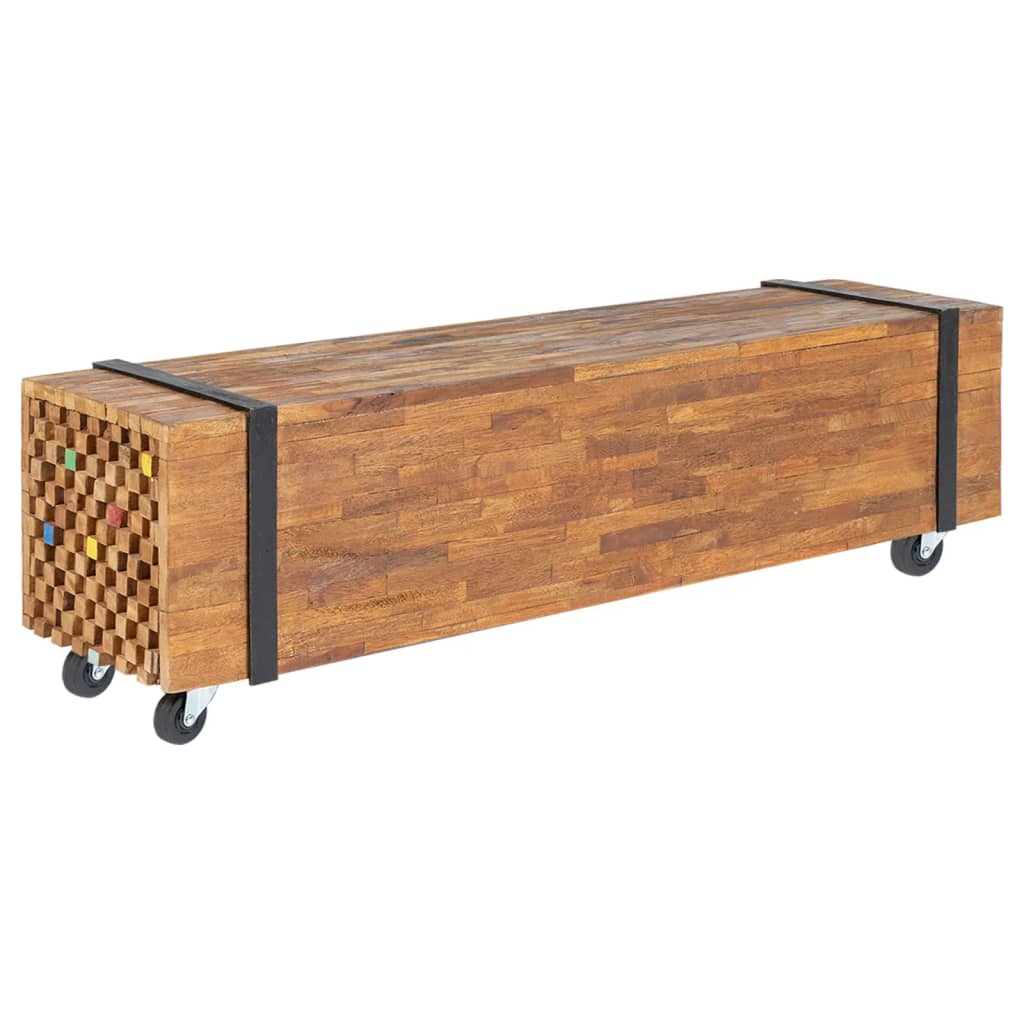 vidaXL TV Stand 110x30x32.5 cm Solid Teak Wood