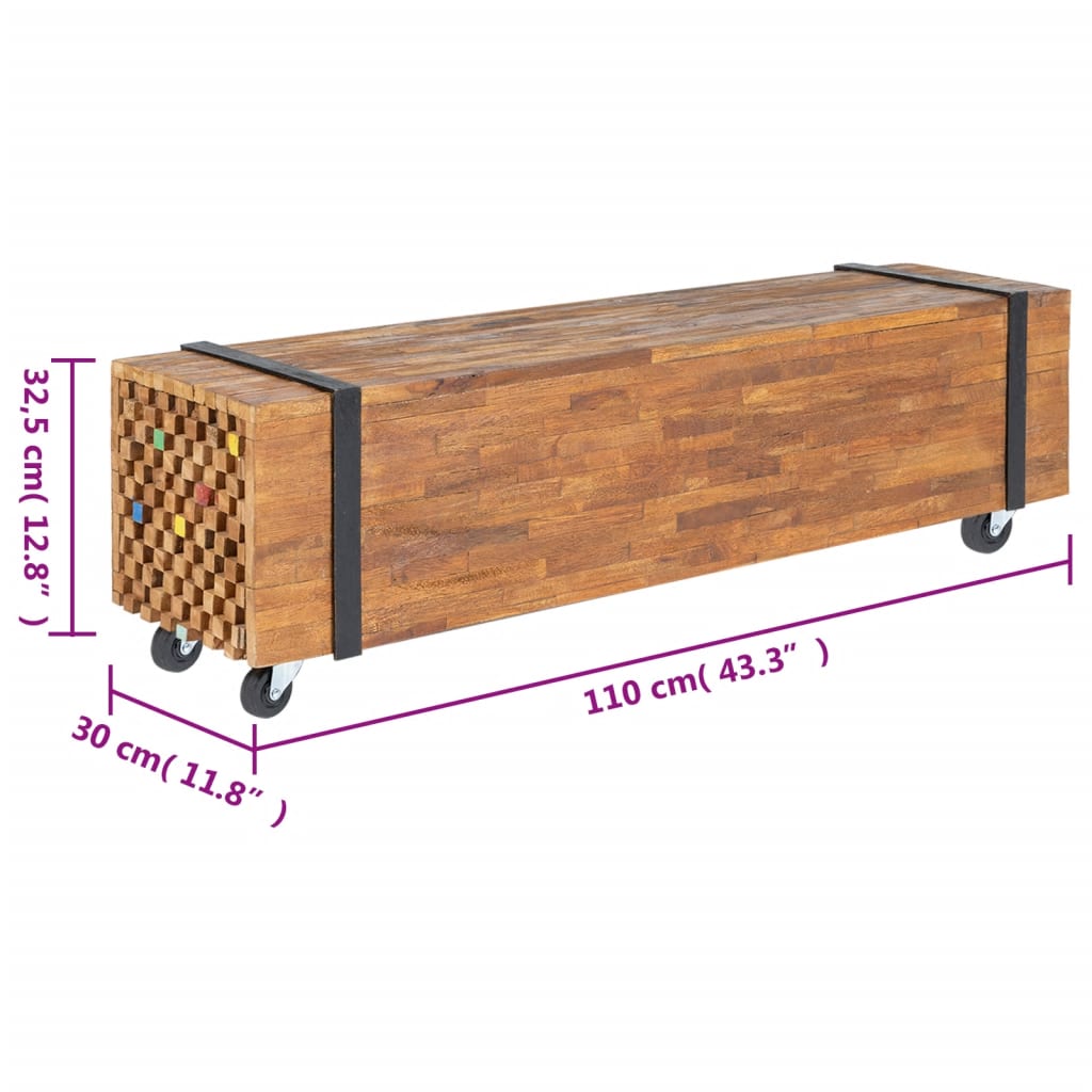 vidaXL TV Stand 110x30x32.5 cm Solid Teak Wood