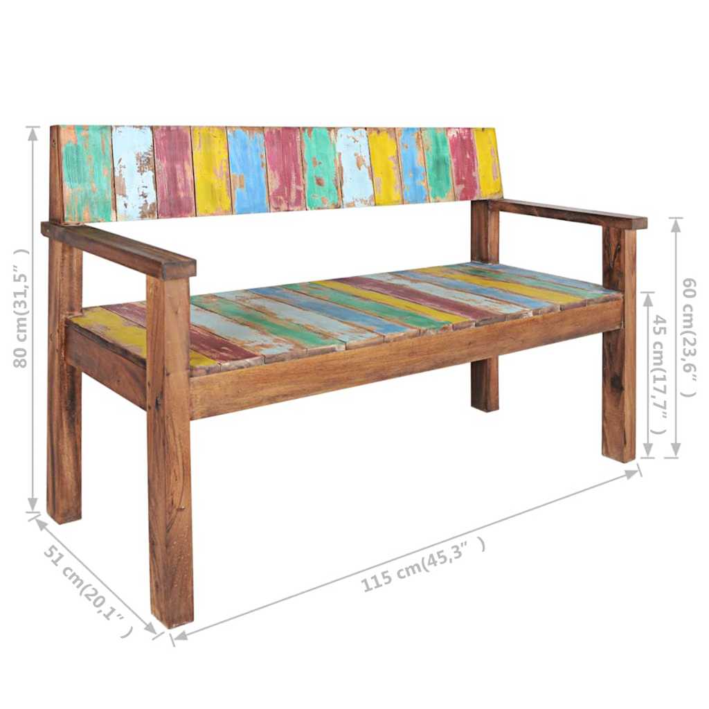 326182 vidaXL Bench 115 cm Solid Reclaimed Wood