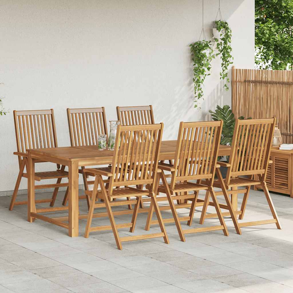 Garden Chair | Set of 6 | Brown | Solid Acacia Wood | Standard | Foldable