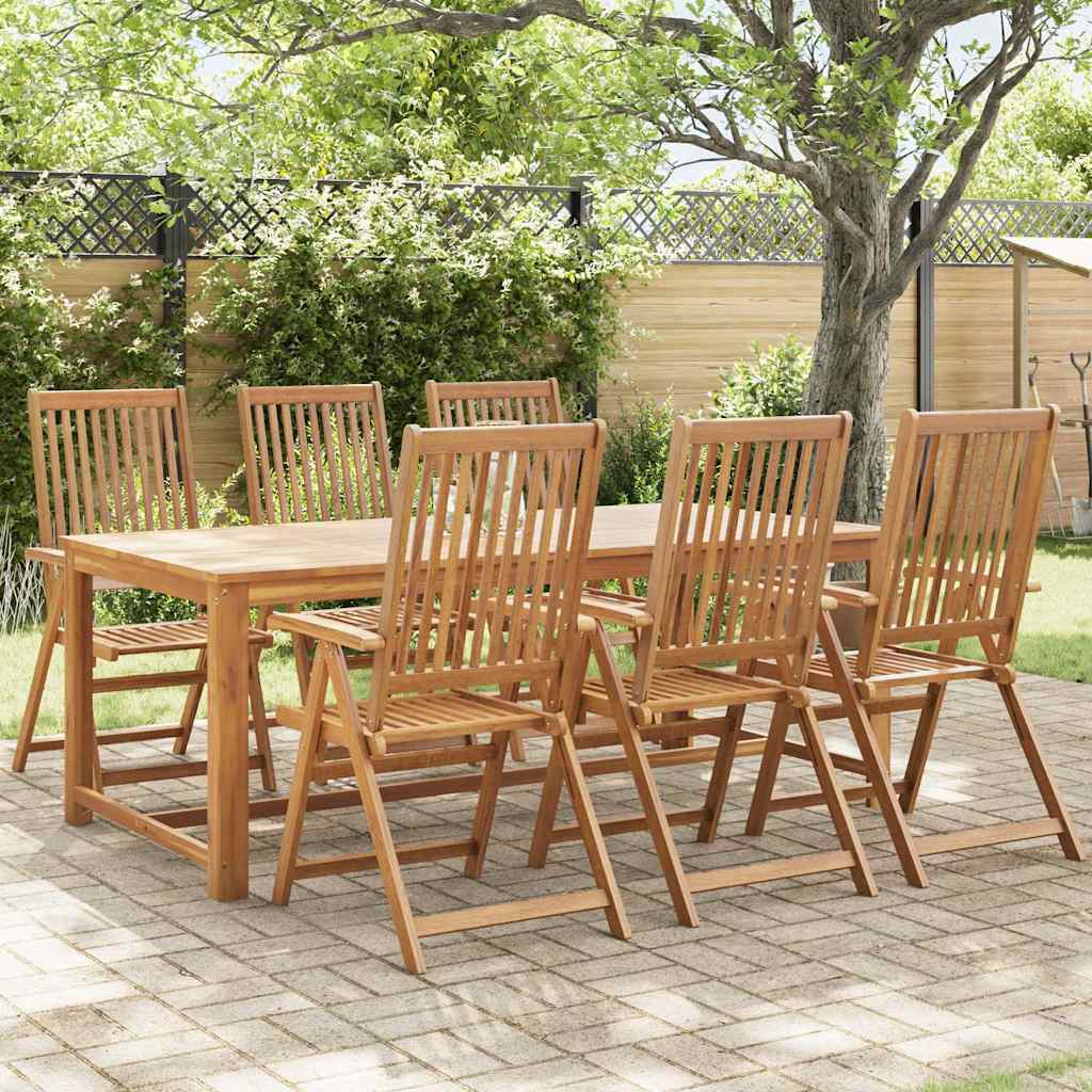 Garden Chair | Set of 6 | Brown | Solid Acacia Wood | Standard | Foldable