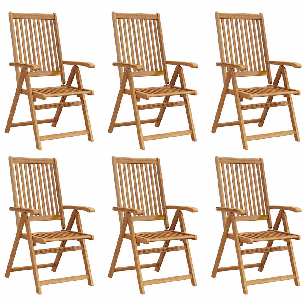 Garden Chair | Set of 6 | Brown | Solid Acacia Wood | Standard | Foldable