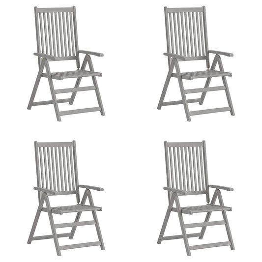 Garden Reclining Chairs 4 pcs Grey Solid Acacia Wood
