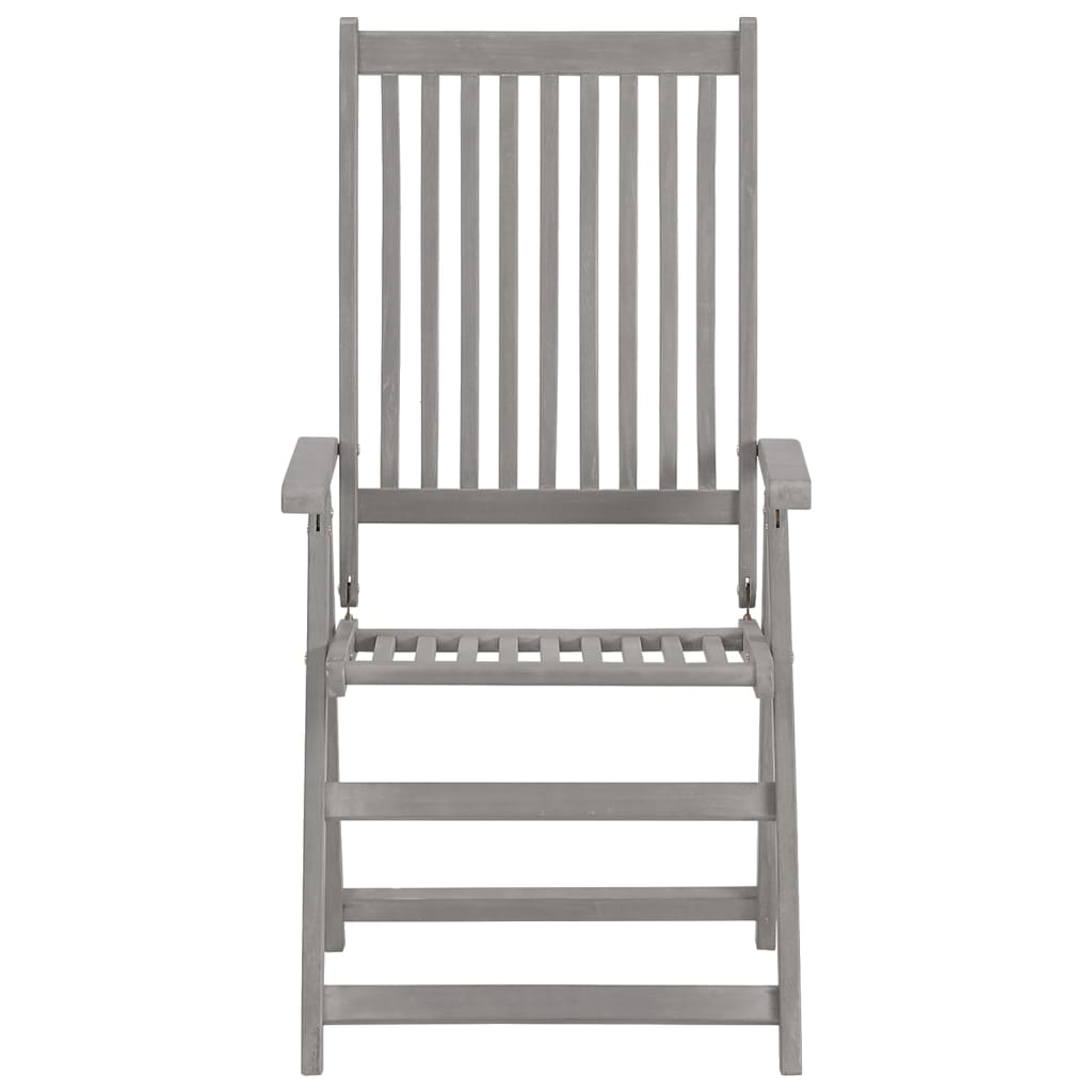 Garden Chair | Set of 4 | Grey | Solid Acacia Wood | Standard | Foldable