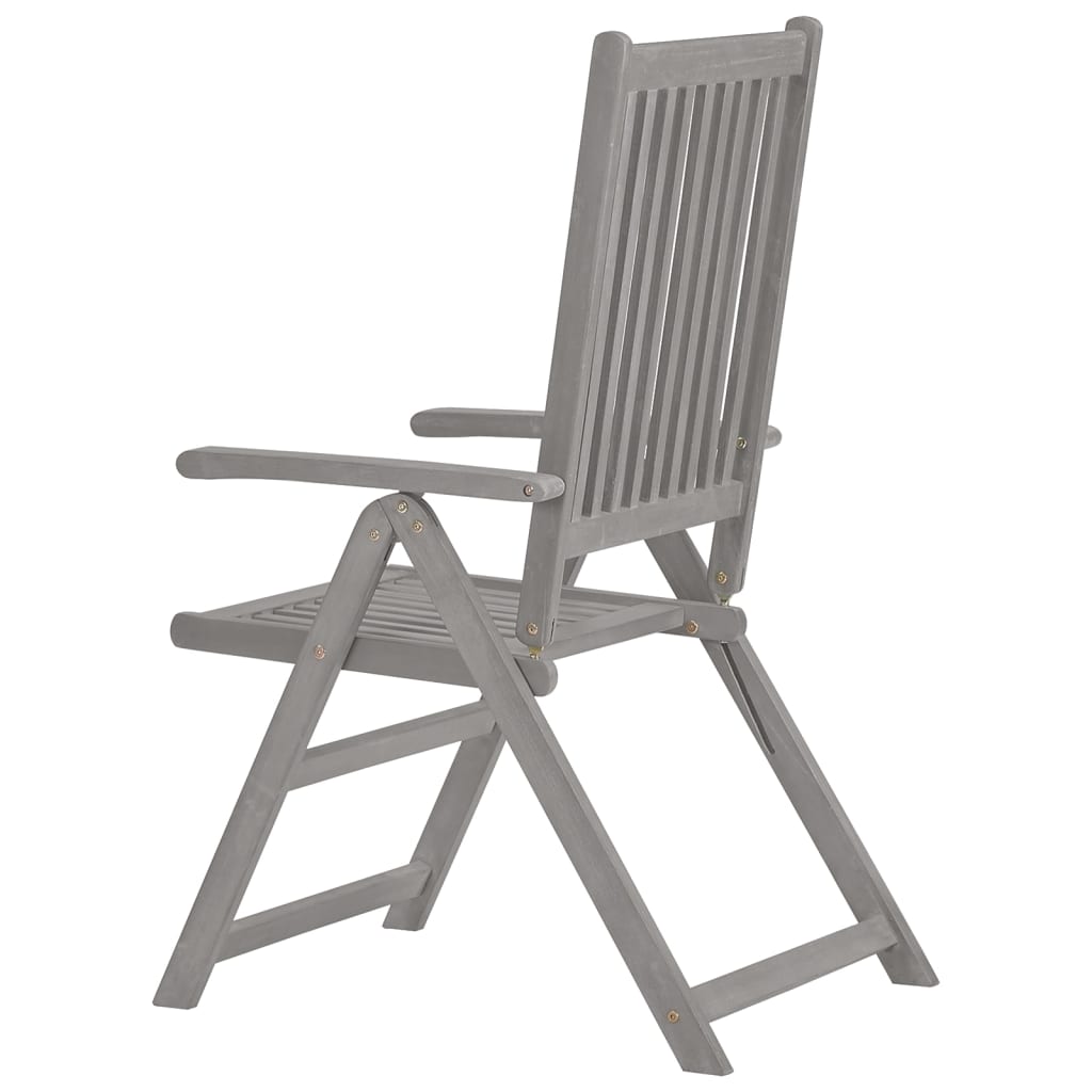 Garden Chair | Set of 4 | Grey | Solid Acacia Wood | Standard | Foldable
