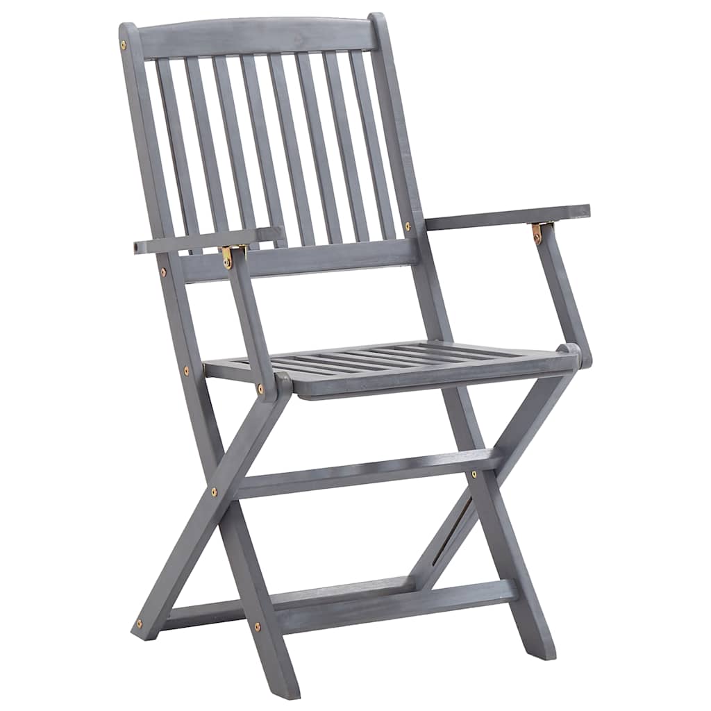 Outdoor Chair | Set of 6 | Grey | Solid Acacia wood | Standard | Foldable