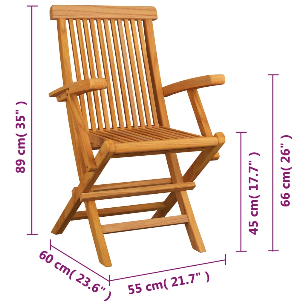 Garden Chair | Set of 4 | Teak | Solid Teak Wood | Standard | Foldable