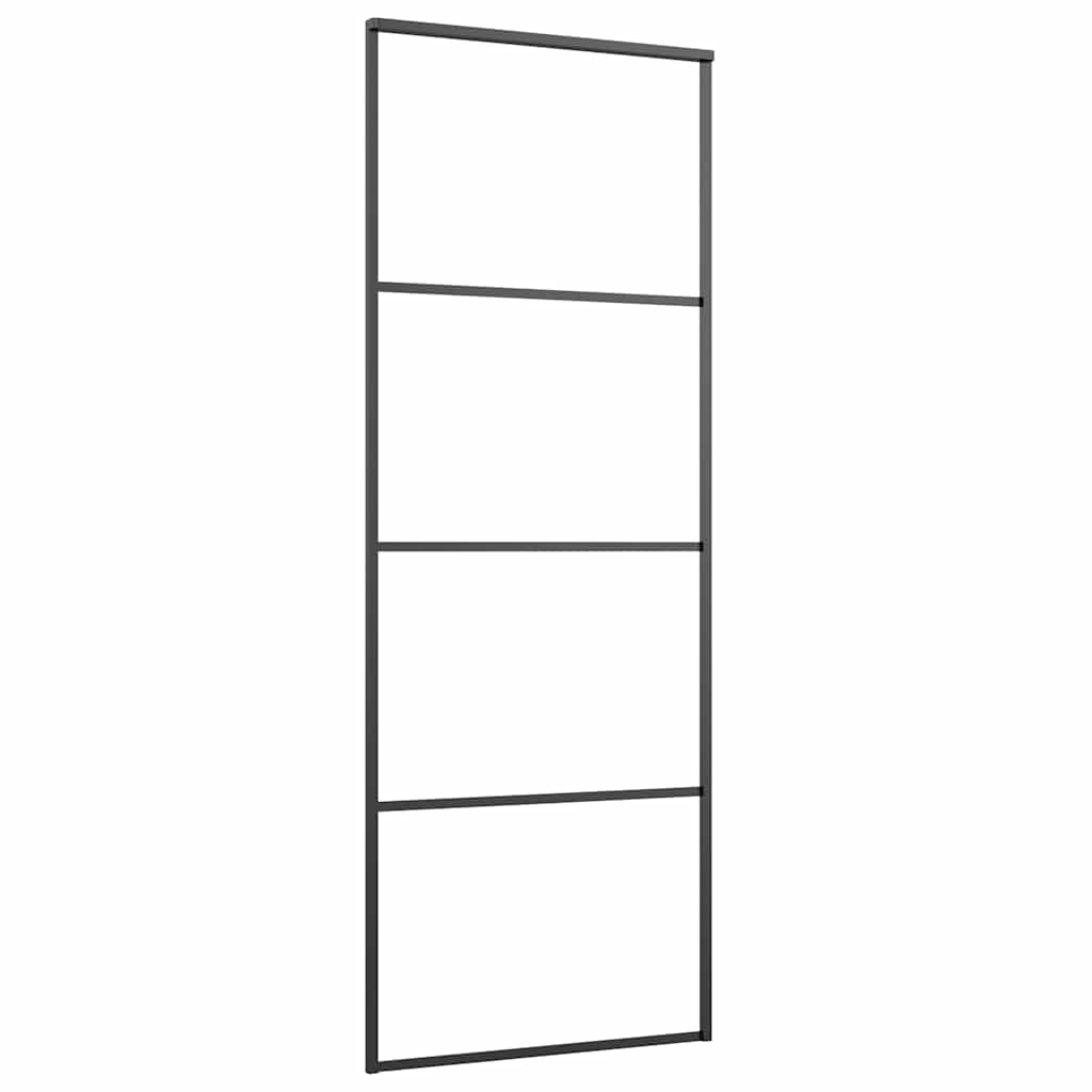 Sliding Door Aluminium and ESG Glass 76x205 cm Black