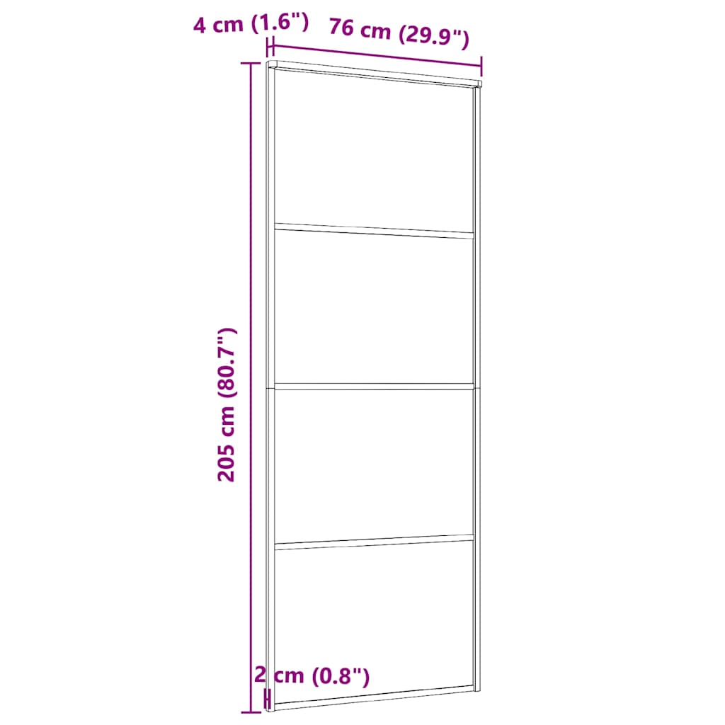 149479 vidaXL Sliding Door Aluminium and ESG Glass 76x205 cm Black