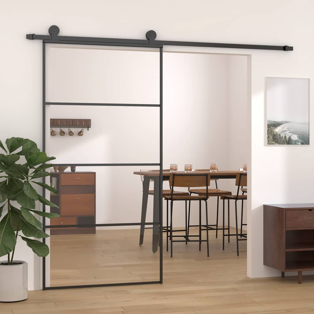 149481 vidaXL Sliding Door Aluminium and ESG Glass 102,5x205 cm Black
