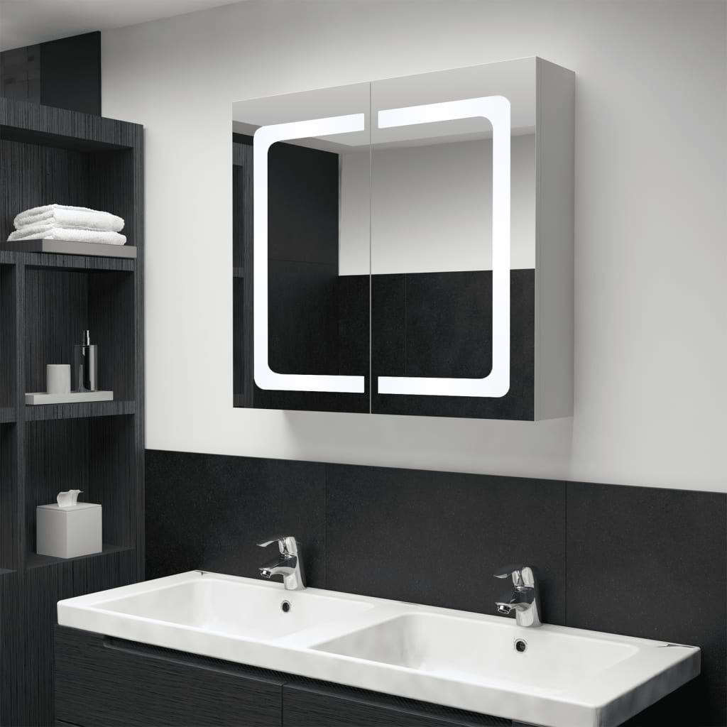 vidaXL LED Bathroom Mirror Cabinet 80x12.2x68 cm