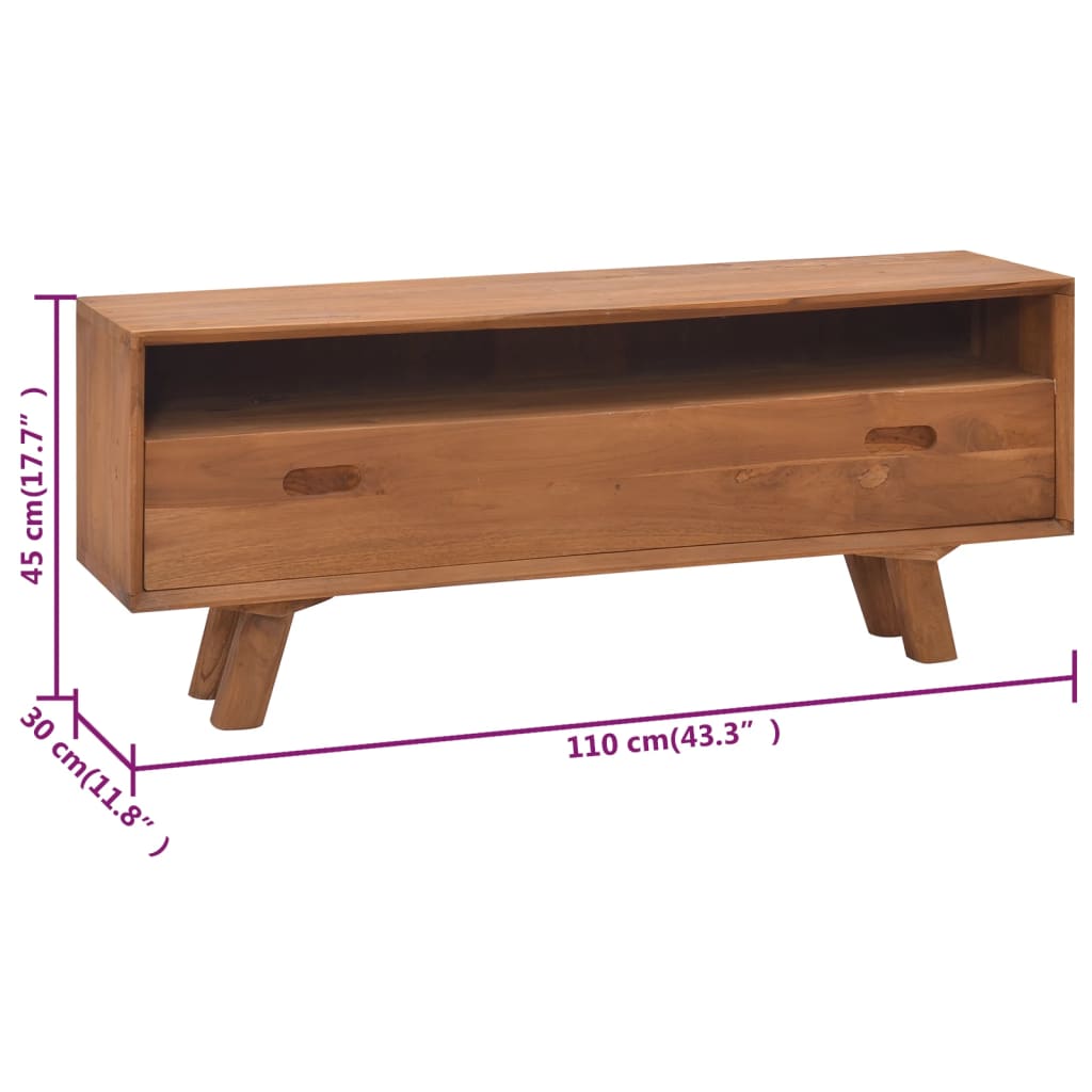 vidaXL TV Cabinet 110x30x45 cm Solid Teak Wood