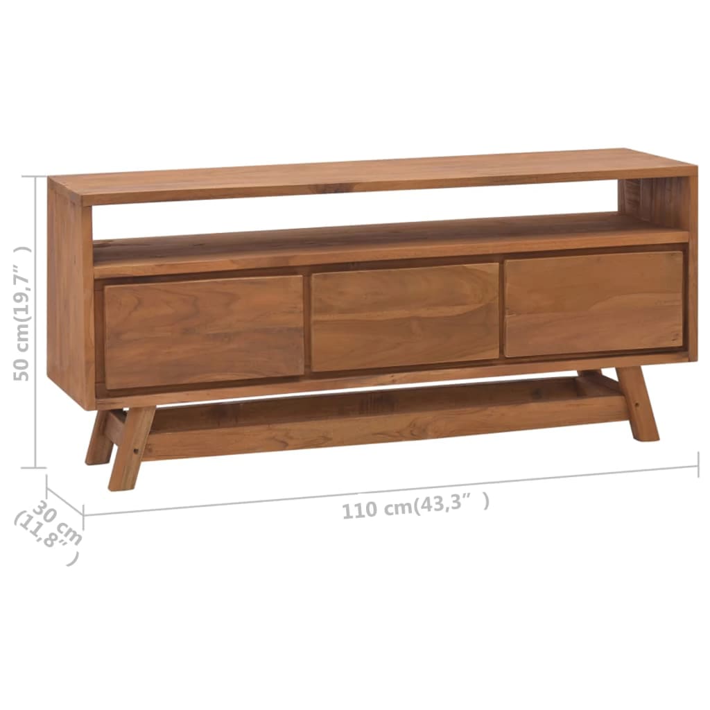 vidaXL TV Cabinet 110x30x50 cm Solid Teak Wood