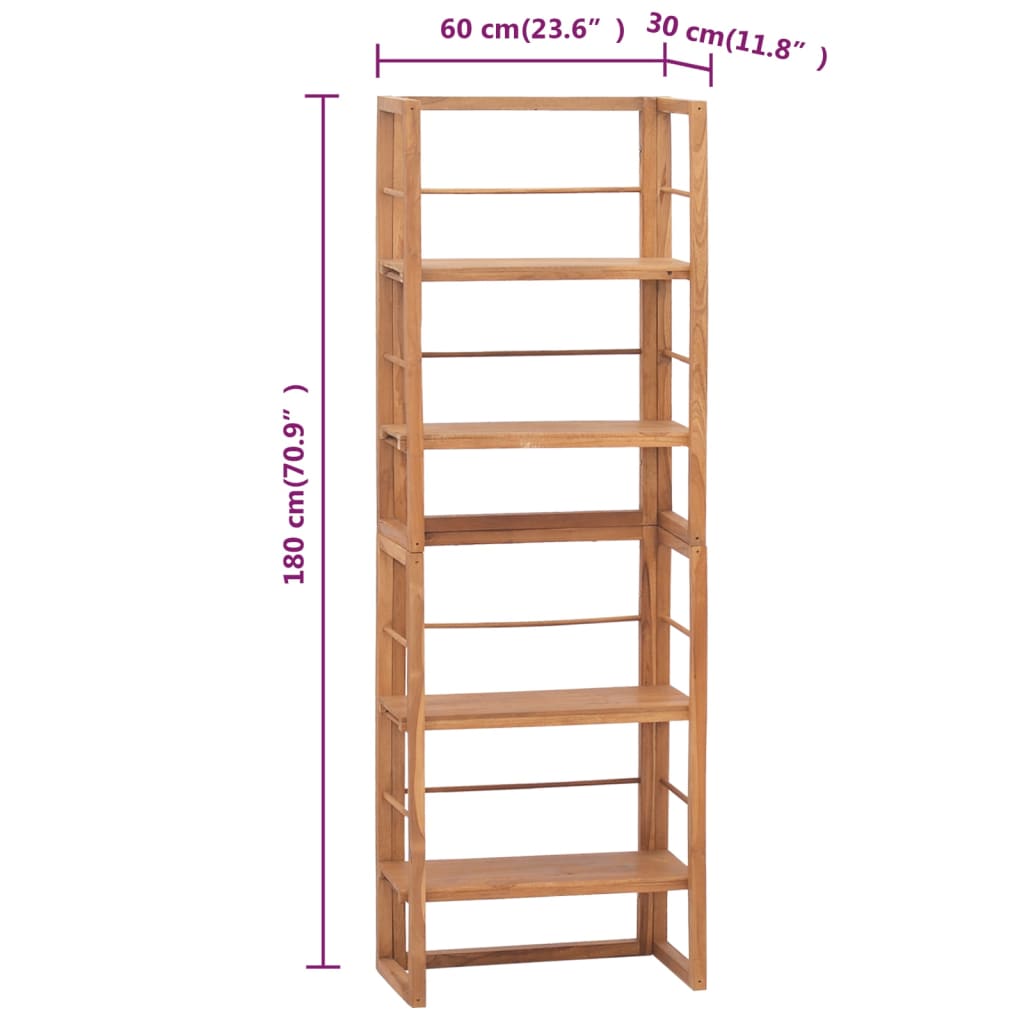 vidaXL Shelving Unit 60x30x180 cm Solid Teak Wood