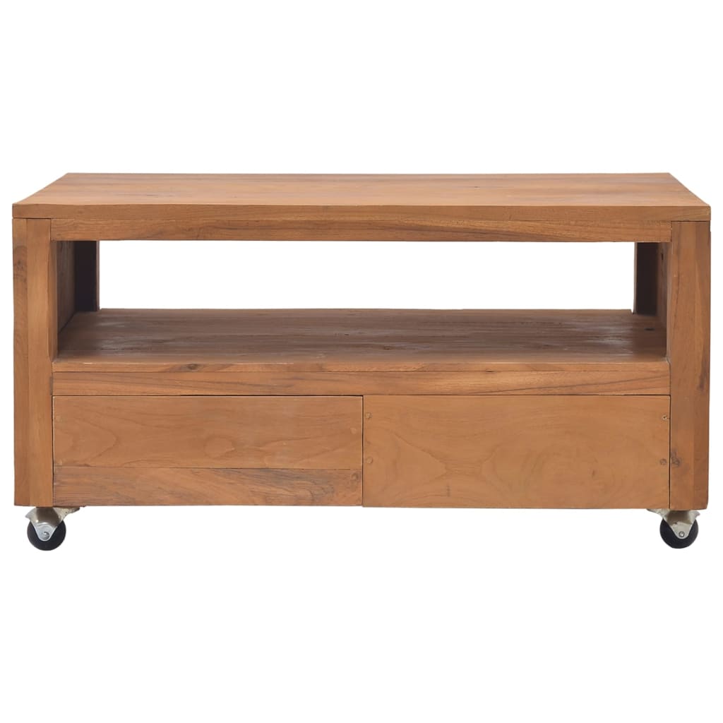 vidaXL TV Cabinet with Wheels 80x50x42 cm Solid Teak Wood