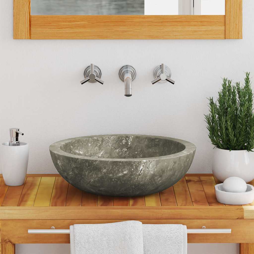 149157 vidaXL Sink Grey Ø40x12 cm Marble