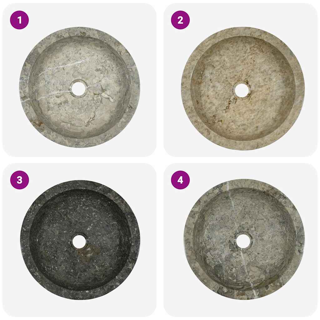 149157 vidaXL Sink Grey Ø40x12 cm Marble