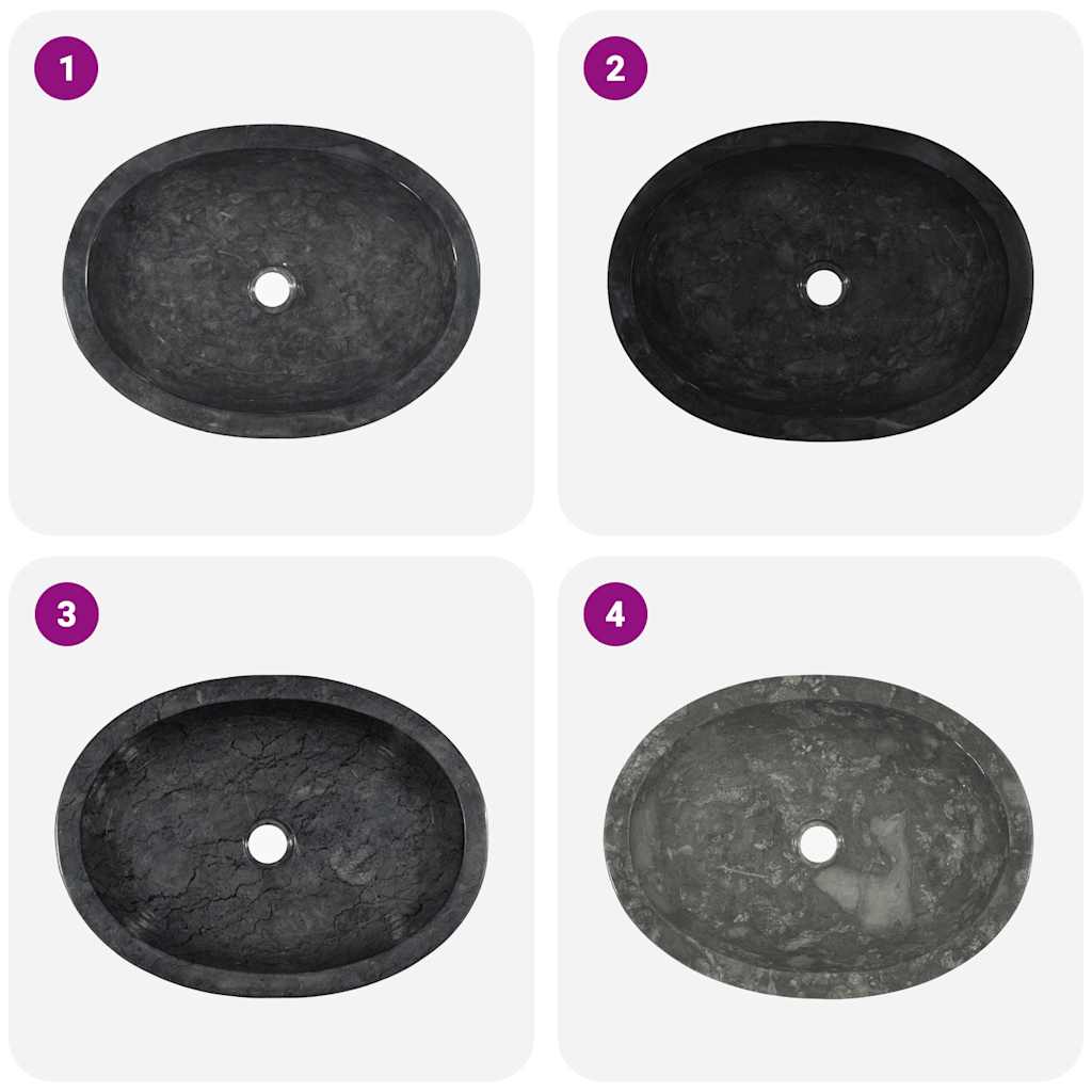 Sink Black 53x40x15 cm Marble