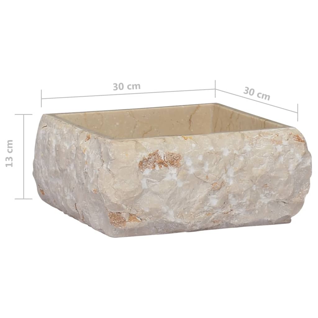 vidaXL Sink Cream 30x30x13 cm Marble