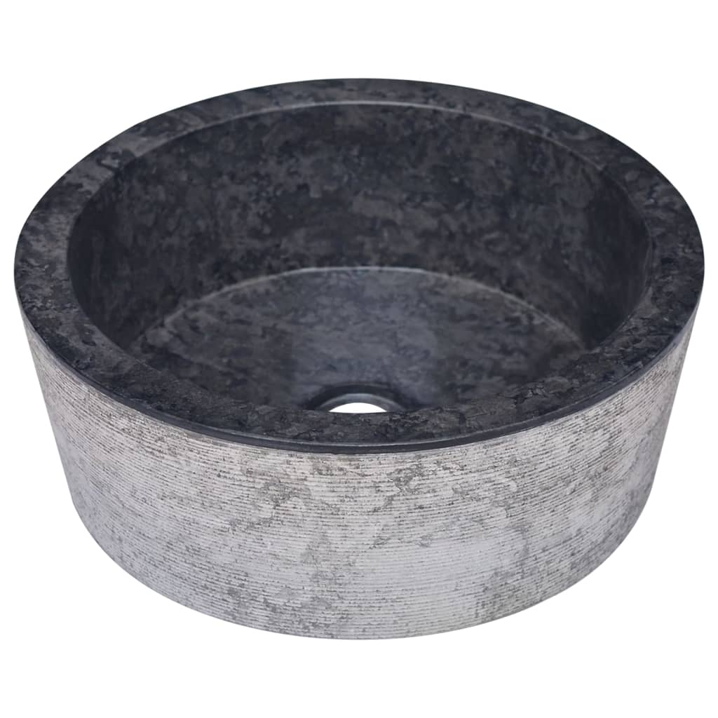 vidaXL Sink Black Ø40x15 cm Marble