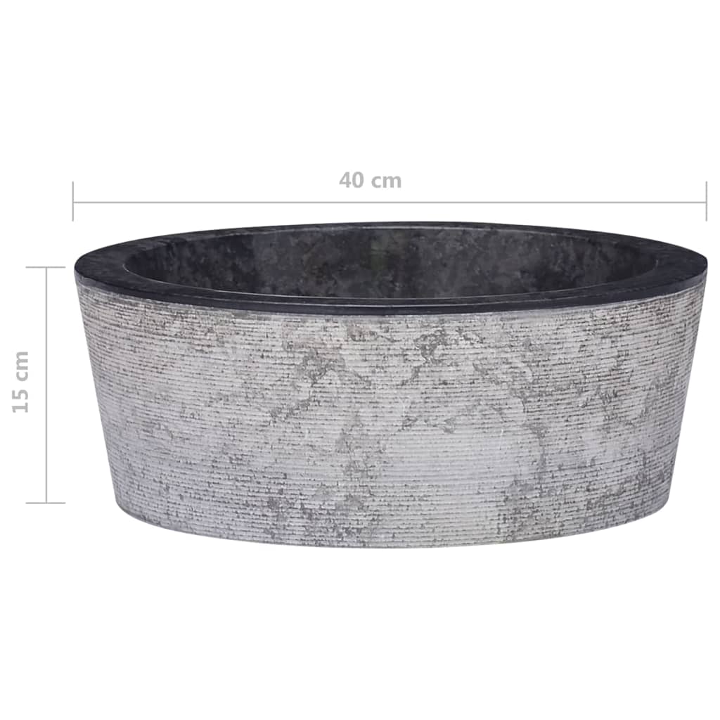 vidaXL Sink Black Ø40x15 cm Marble