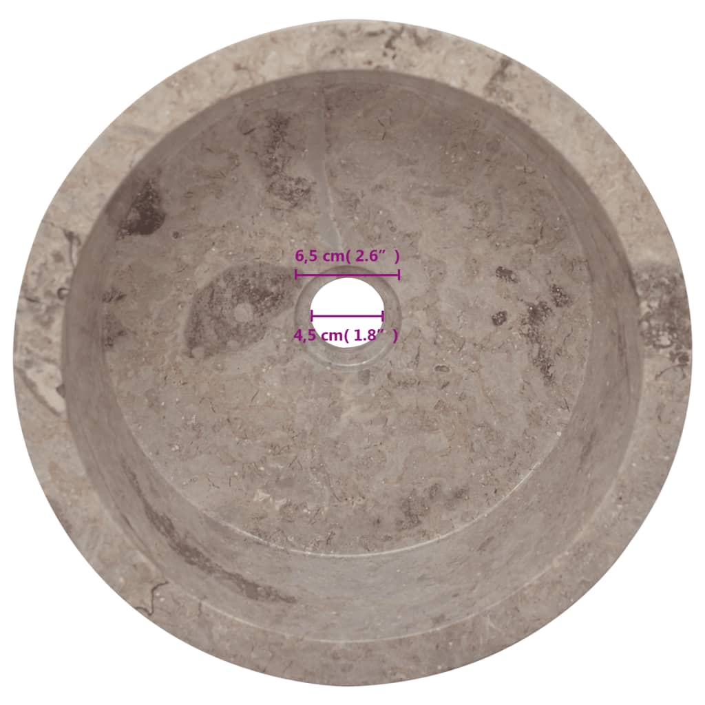 vidaXL Sink Grey Ø40x15 cm Marble