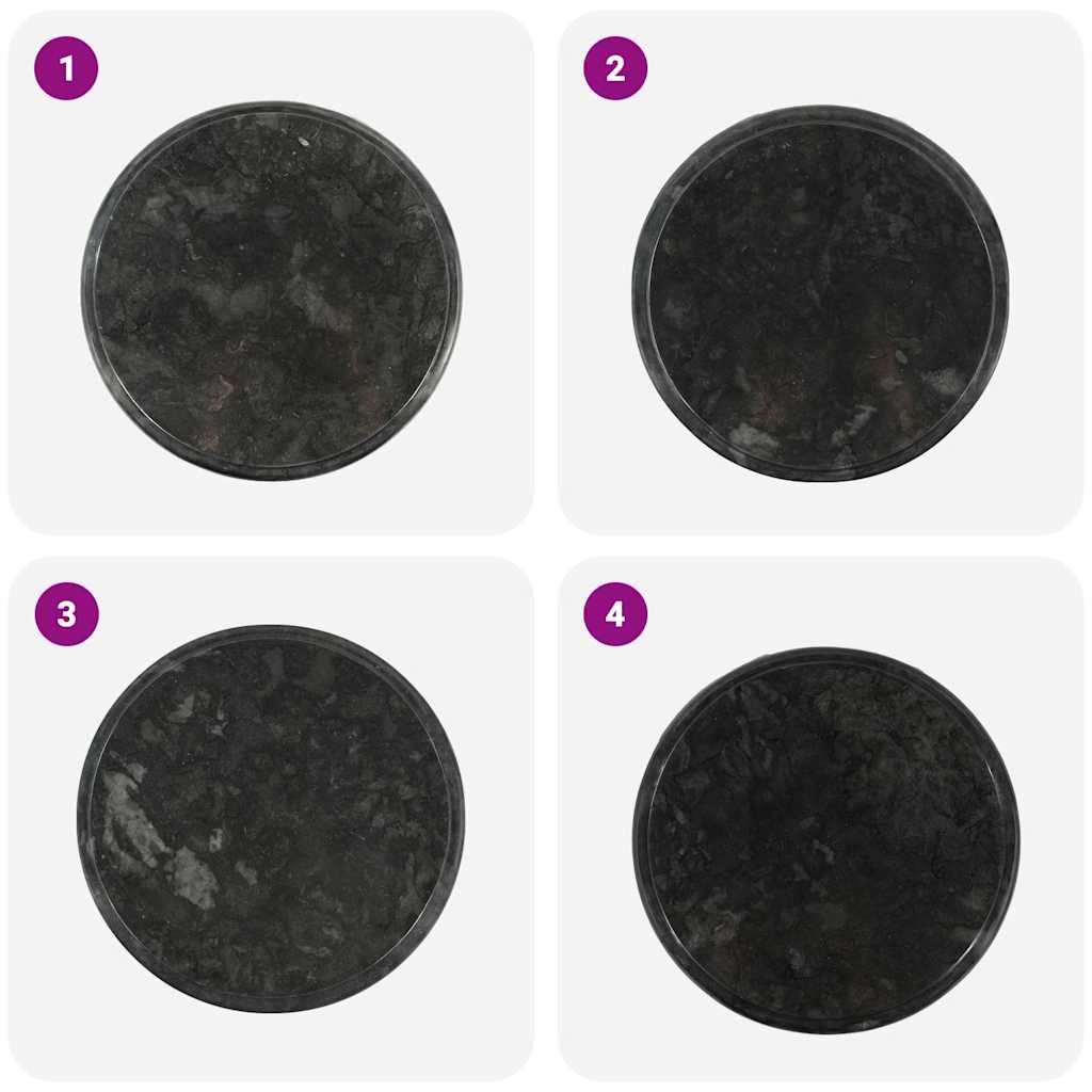 Table Top Black Ø40x2.5 cm Marble