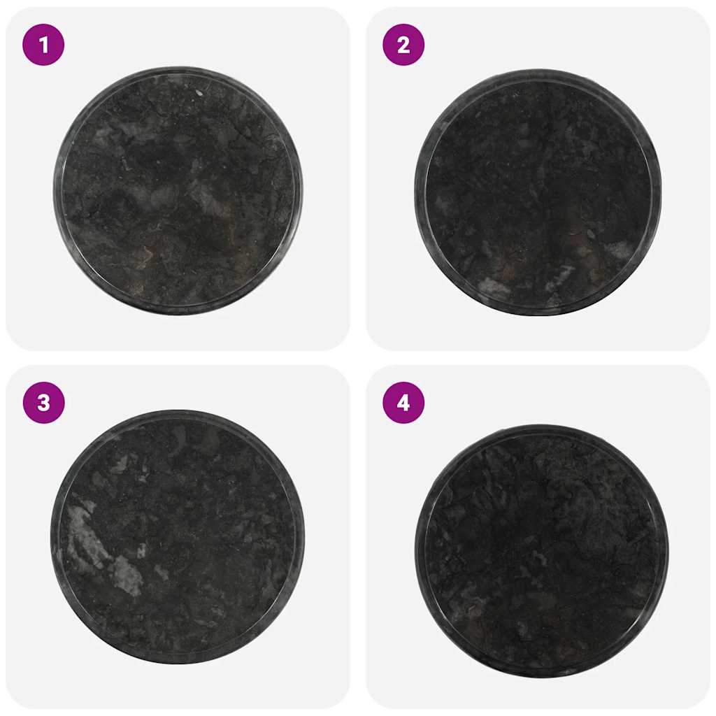 vidaXL Table Top Black Ø40x2.5 cm Marble