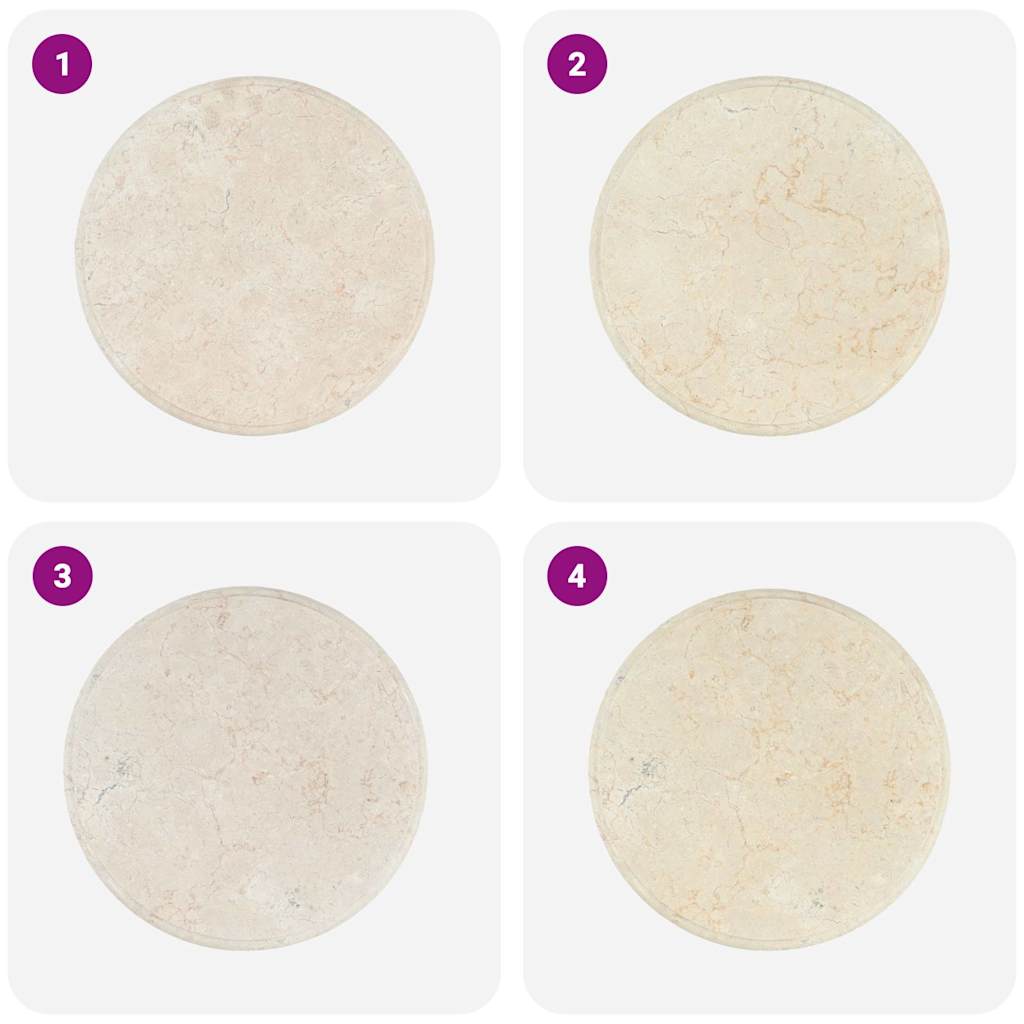 vidaXL Table Top Cream Ø50x2.5 cm Marble